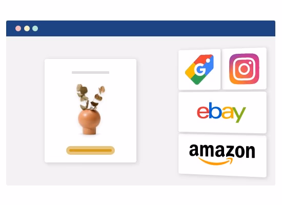 A vase being sold on eCommerce platforms and marketplaces: Amazon, eBay, Google and Instagram