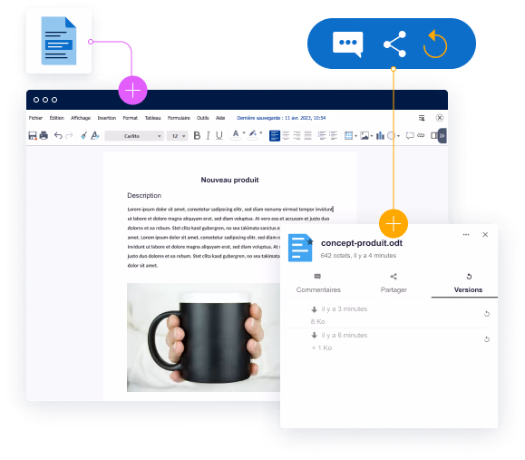 Interface de Collabora Online pour les fichiers texte